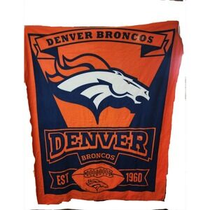 Denver Broncos Fleece Throw 48x56 With Cinch Bag